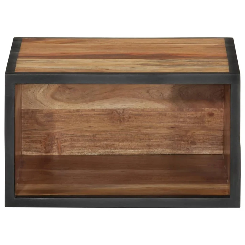 Table de chevet table d'appoint 35 x 35 x 20 cm bois massif d'acacia et fer DEC032562