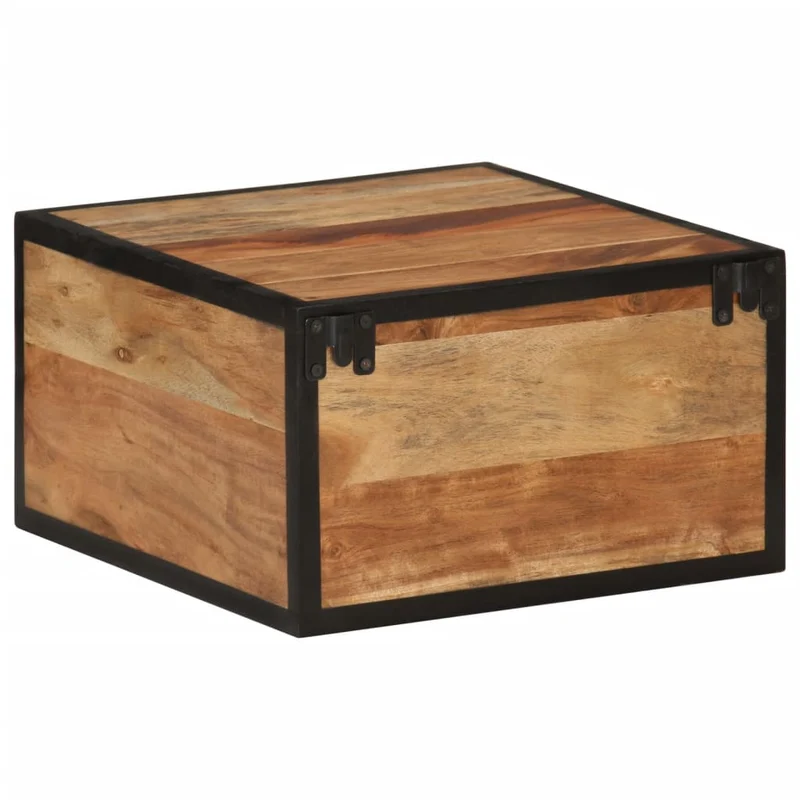 Table de chevet table d'appoint 35 x 35 x 20 cm bois massif d'acacia et fer DEC032562
