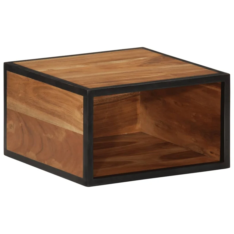 Table de chevet table d'appoint 35 x 35 x 20 cm bois massif d'acacia et fer DEC032562