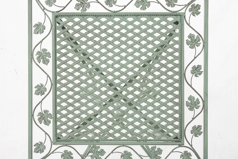 Table de jardin terrasse balcon design rustique en fer forgé vert vieilli 10_0007983