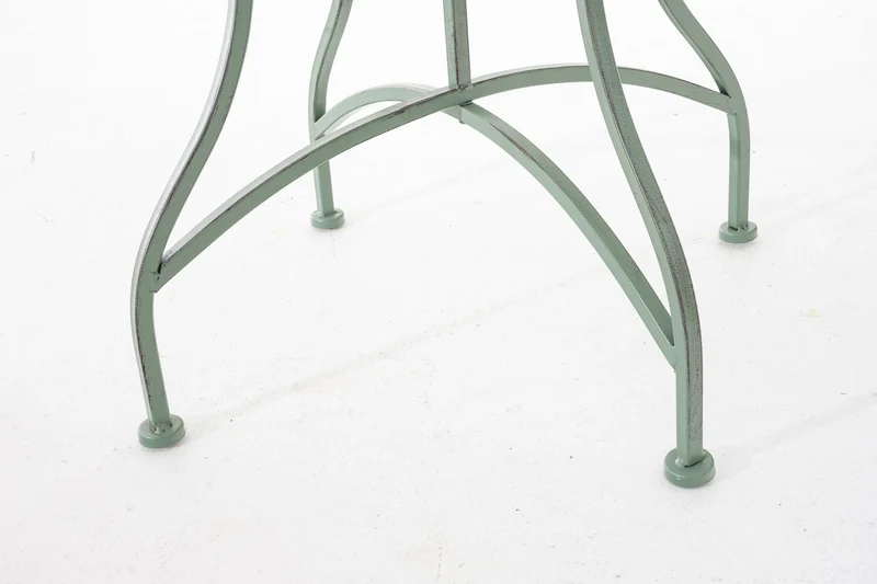 Table de jardin terrasse balcon design rustique en fer forgé vert vieilli 10_0007983