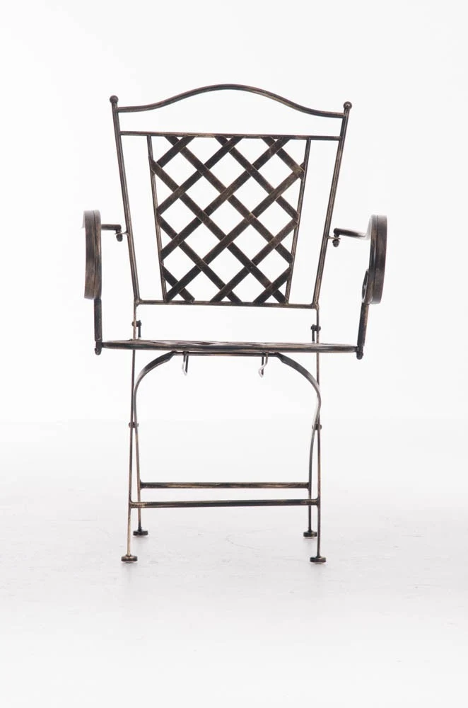 Chaise de jardin en fer forgé bronze vieilli avec accoudoir MDJ10071