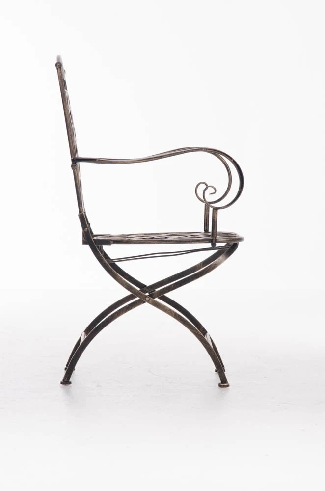 Chaise de jardin en fer forgé bronze vieilli avec accoudoir MDJ10071