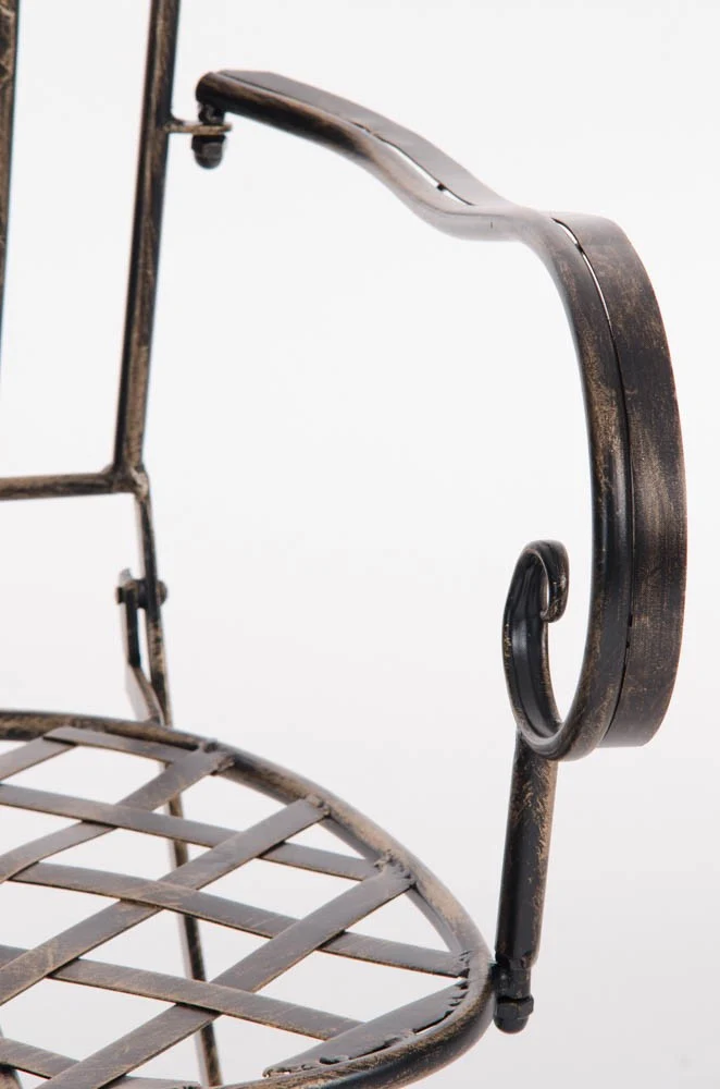 Chaise de jardin en fer forgé bronze vieilli avec accoudoir MDJ10071