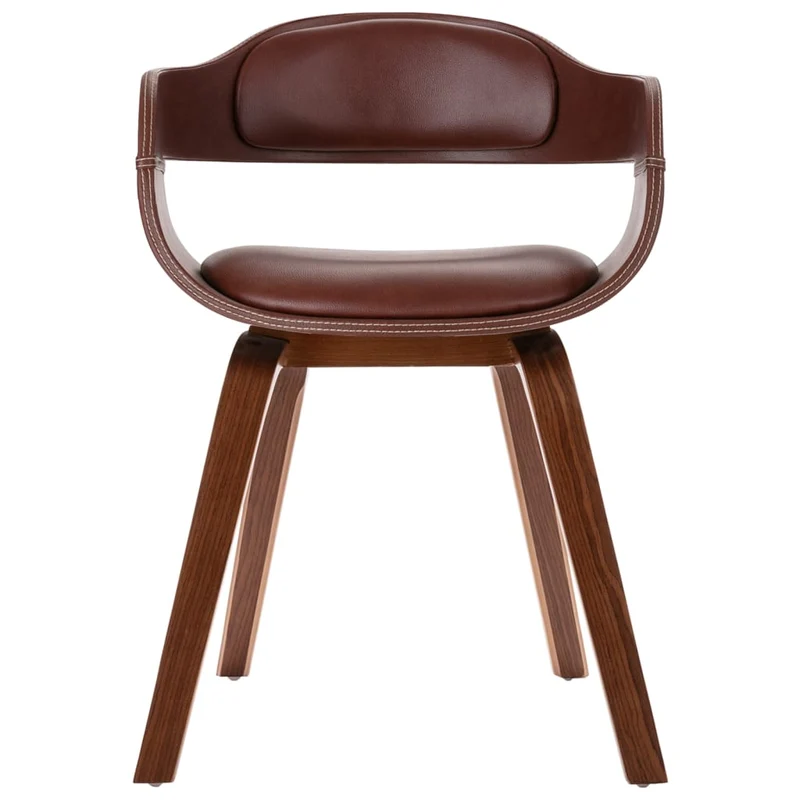Chaise de salle à manger design moderne bois courbé et synthétique marron CDS020049