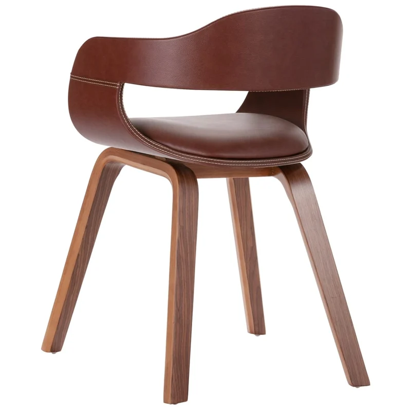 Chaise de salle à manger design moderne bois courbé et synthétique marron CDS020049