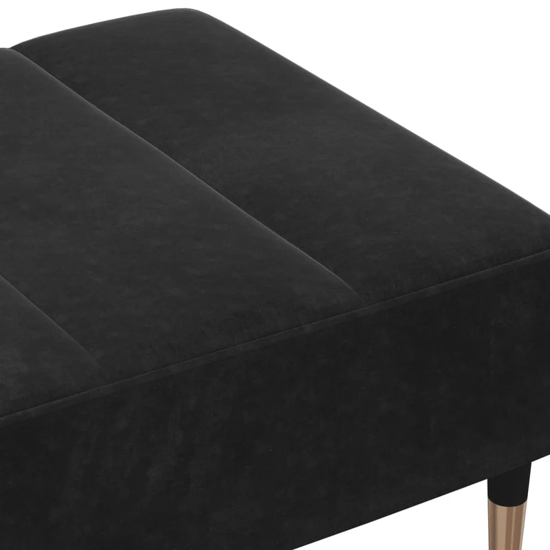 Repose-pieds tabouret bout de lit 77 x 55 x 31 cm velours noir DEC030523