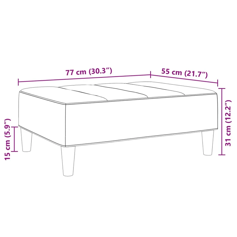 Repose-pieds tabouret bout de lit 77 x 55 x 31 cm velours noir DEC030523