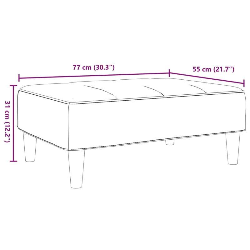 Repose-pieds tabouret 77 x 55 x 31 cm en velours vert DEC030679