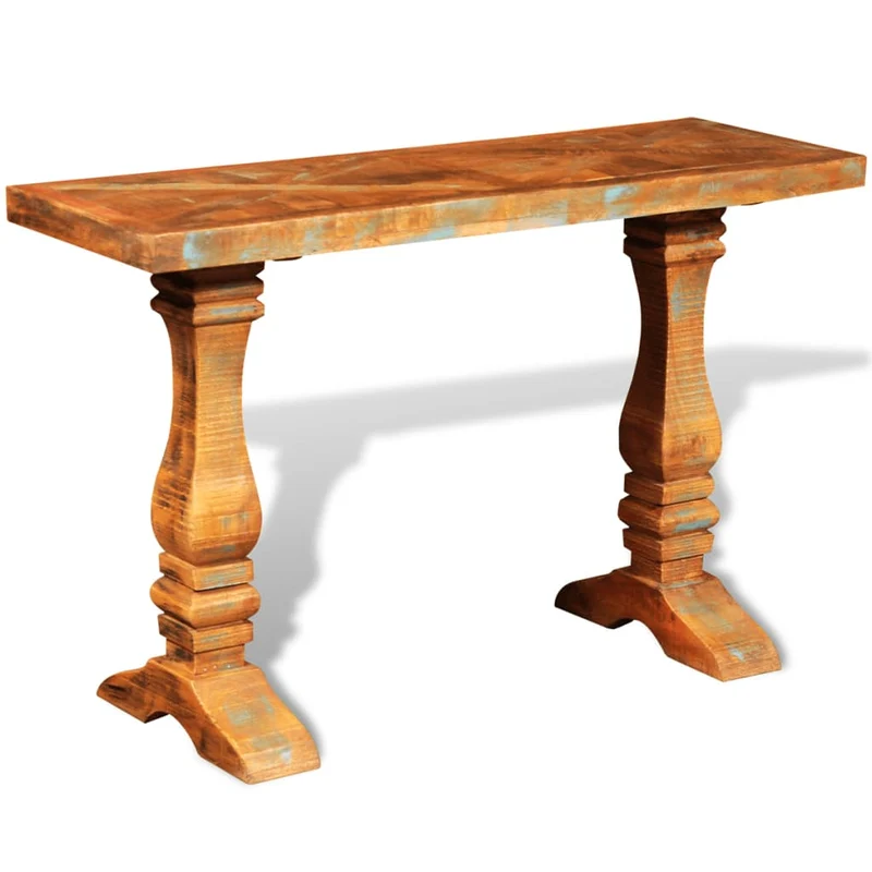 Table console d'entrée fonctionnel et stylé en bois de récupération massif coloré DEC031740