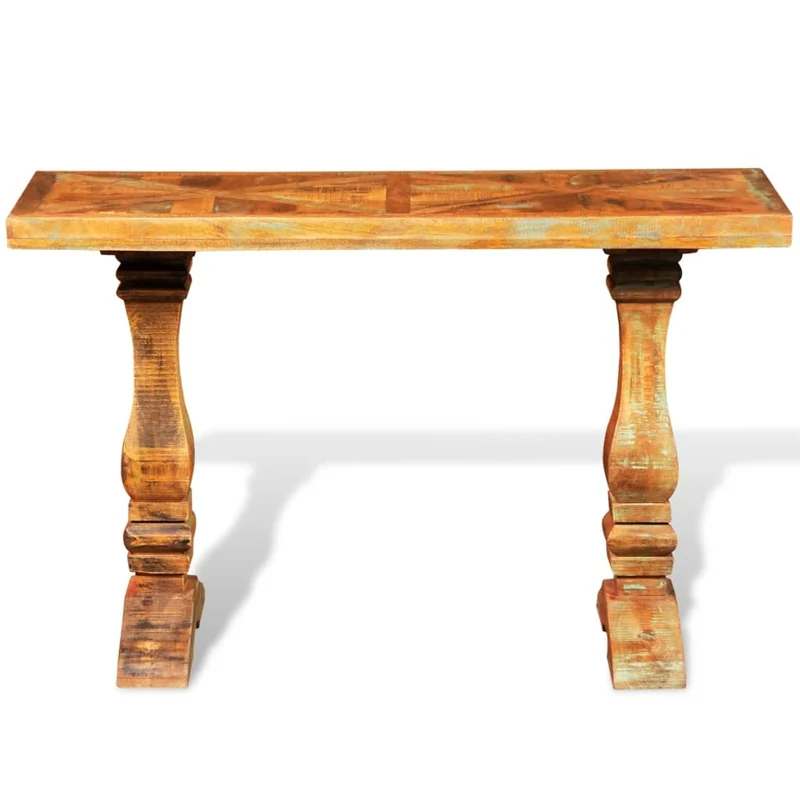 Table console d'entrée fonctionnel et stylé en bois de récupération massif coloré DEC031740