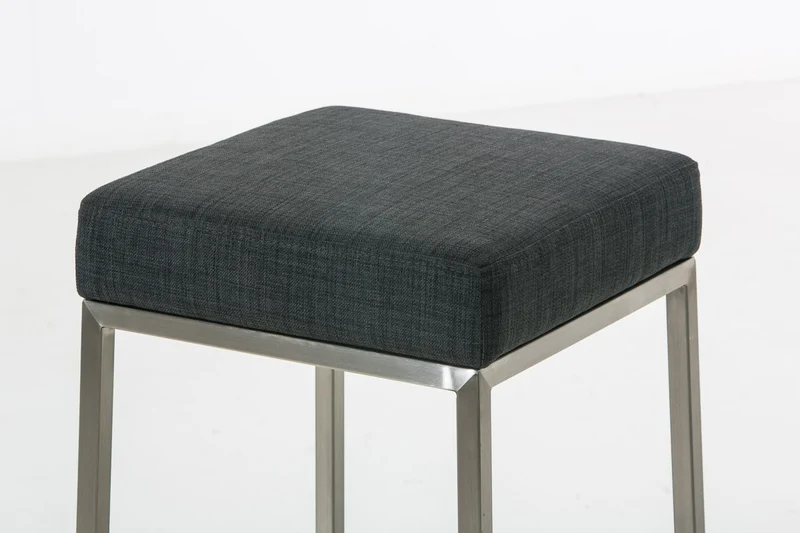 Lot de 2 tabourets de bar avec repose-pieds design simple assise en tissu gris foncé support en acier inoxydable 10_0004368
