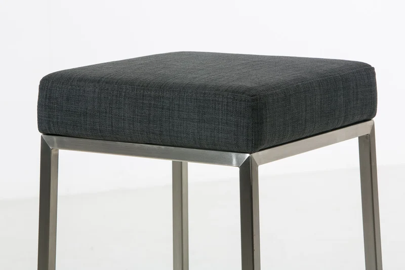 Lot de 2 tabourets de bar avec repose-pieds design simple assise en tissu gris foncé support en acier inoxydable 10_0004368