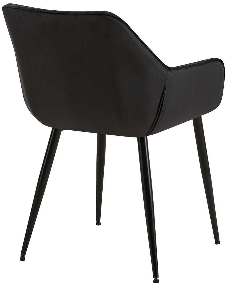 Chaise de salle à manger bureau salle d'attente x1 en velours noir et métal noir 10_0002147