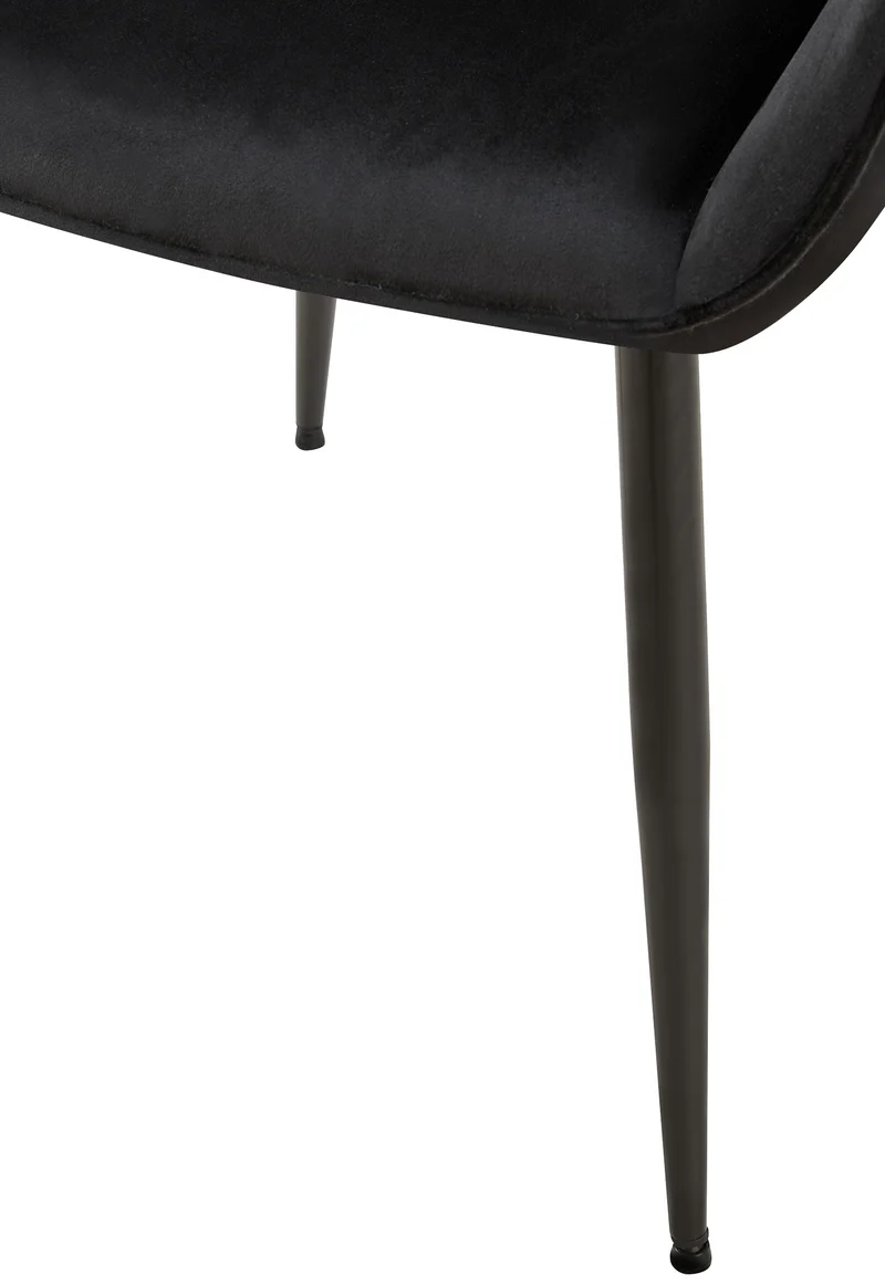 Chaise de salle à manger bureau salle d'attente x1 en velours noir et métal noir 10_0002147