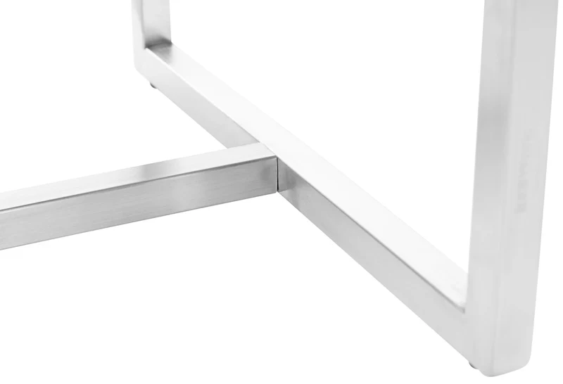 Lot de 2 tabourets bas repose-pieds poufs forme carrée en PVC blanc et acier inoxydable 10_0004468