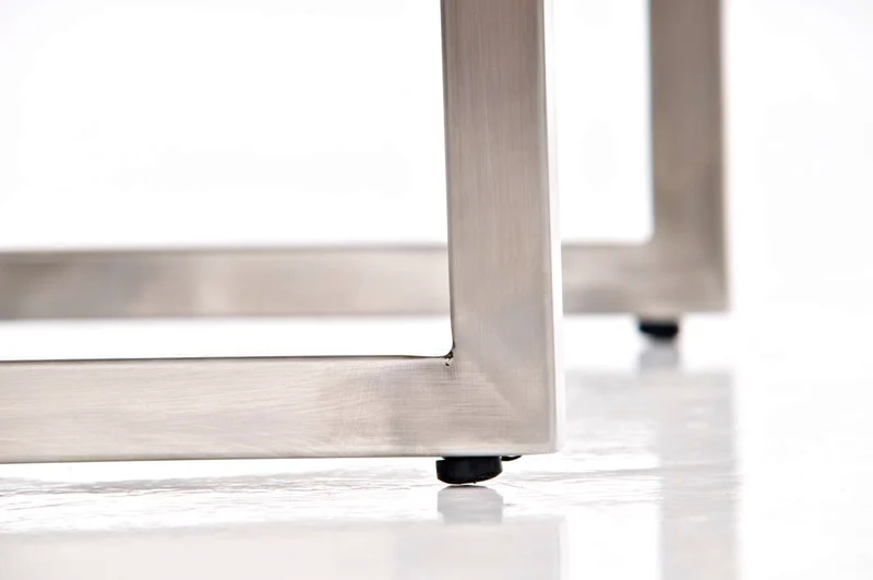 Tabouret bas en synthétique noir pieds acier inoxydable brossé mat classique et pratique 10_0001065