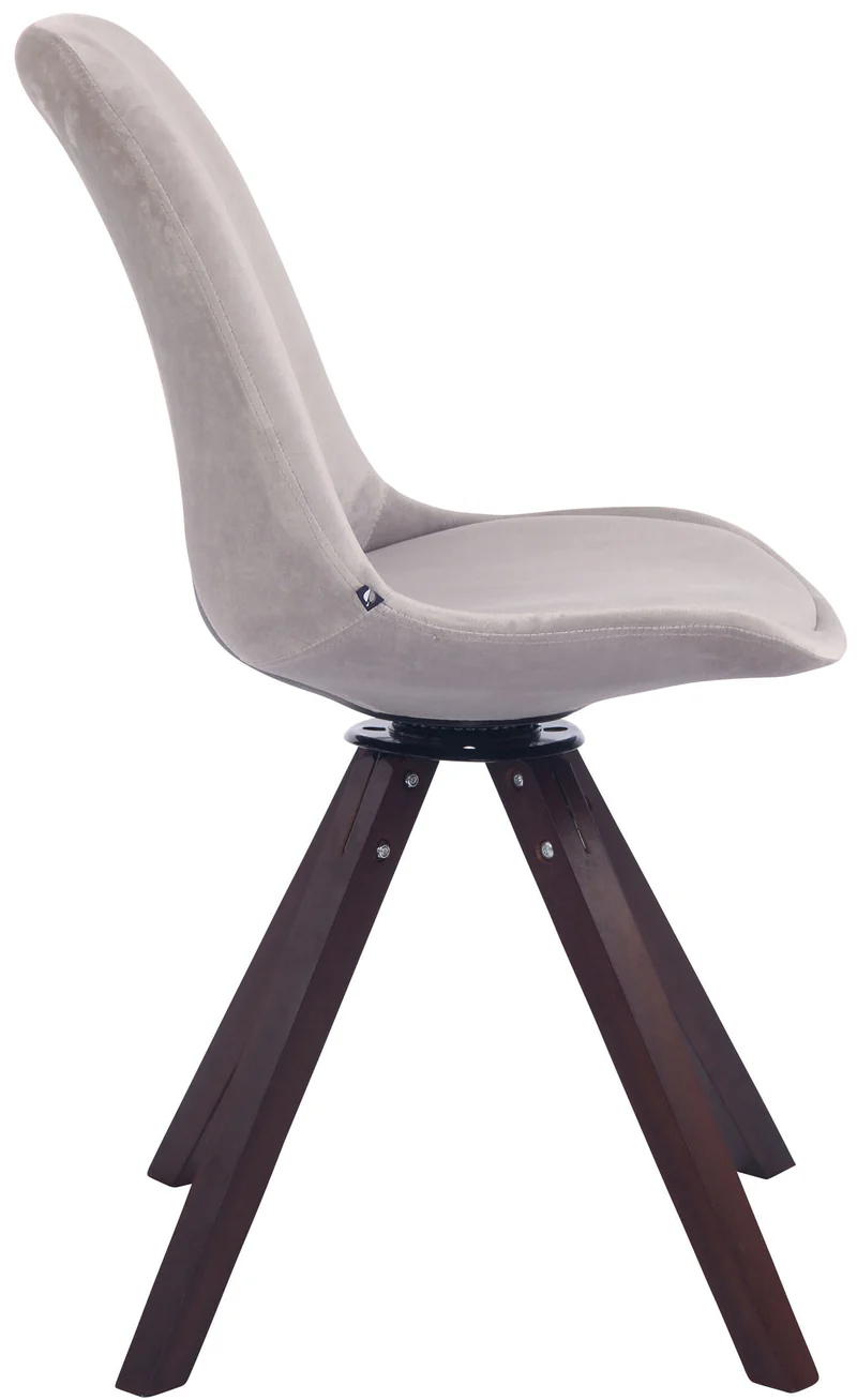 Chaise de salle à manger visiteur pivotante en velours gris pieds en bois carré noyer avec assise 360° 10_0007805