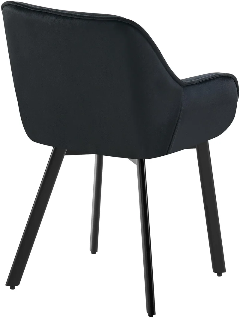 Lot de 2 chaises de salle à manger pivotantes en velours noir et métal noir avec accoudoirs 10_0007768