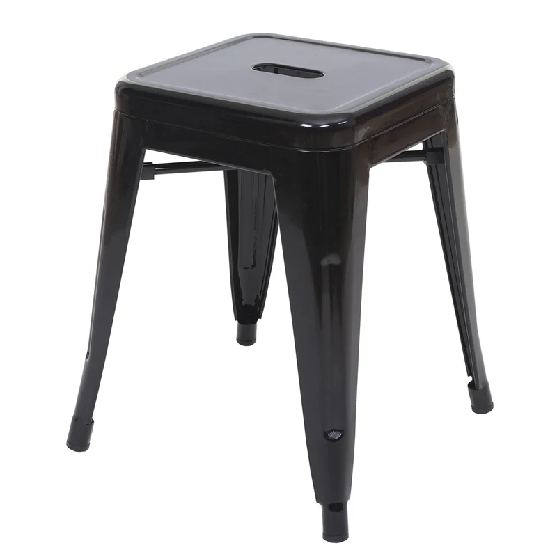 Lot de 4 tabourets bas design industriel empilables en métal noir 04_0005235