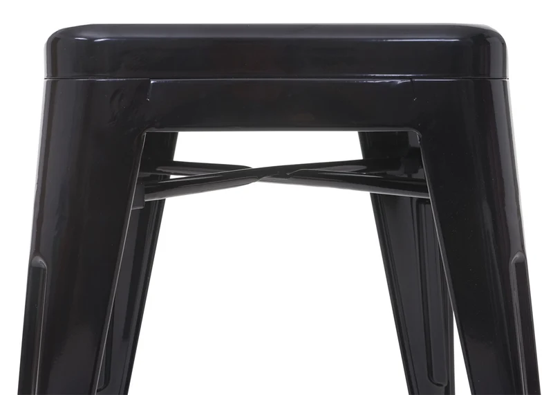Lot de 4 tabourets bas design industriel empilables en métal noir 04_0005235