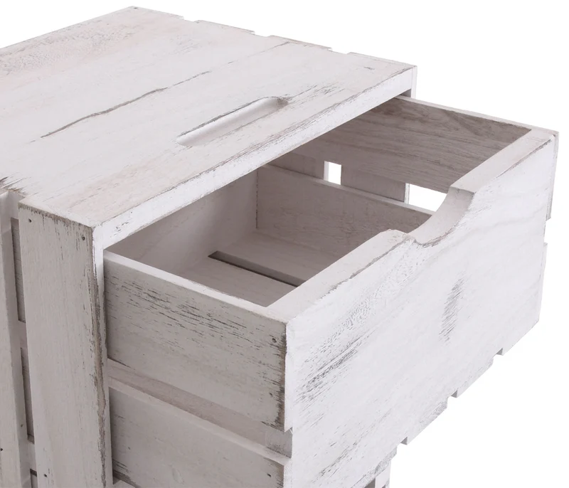 Commode à tiroirs petit meuble de rangement en bois style vintage 4 tiroirs 70x32x26cm blanc 04_0002487