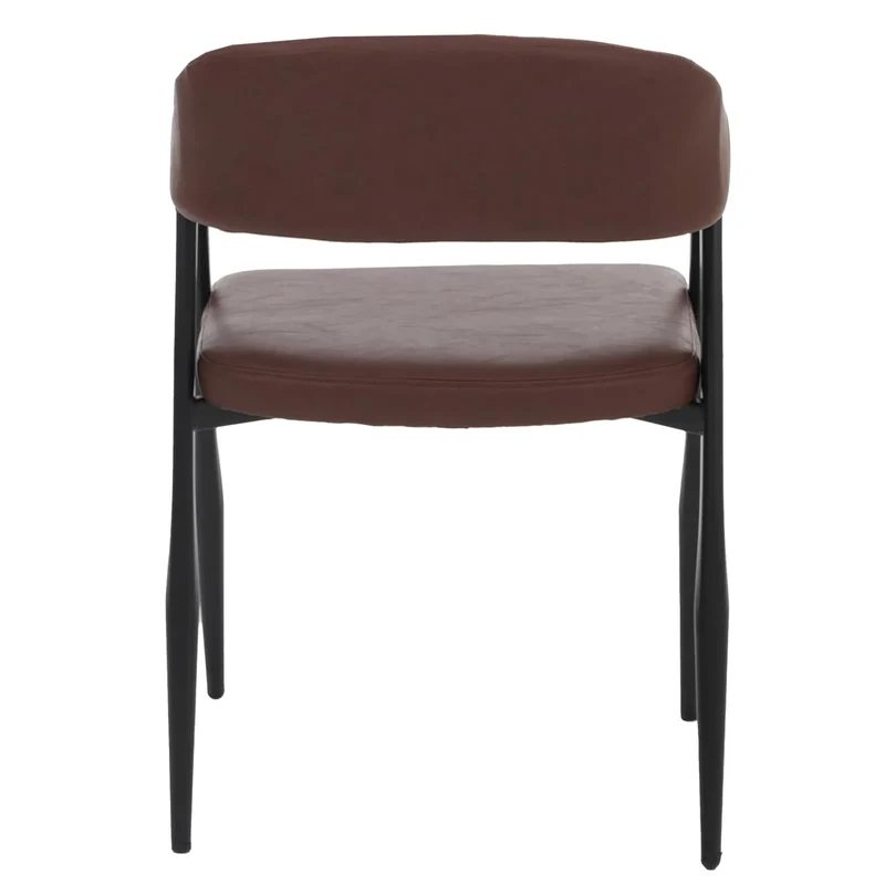 Lot de 6 chaises de salle à manger vintage industriel avec accoudoirs métal simili cuir rouge rouille 04_0008983