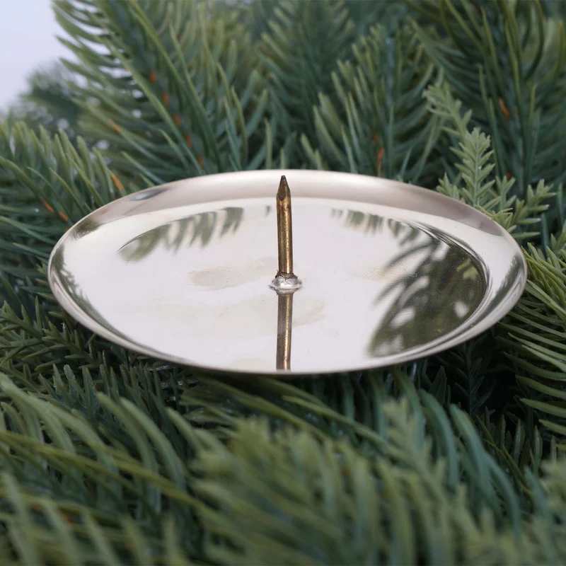 Couronne décorative artificielle ronde 45 cm avec 4 supports pour bougies sapin vert polyéthylène 04_0009157
