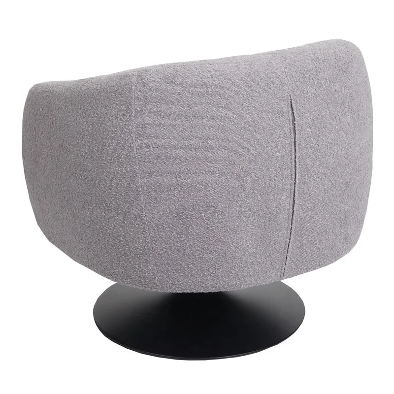 Fauteuil lounge pivotant design assise large tissu bouclé métal gris clair 04_0006851