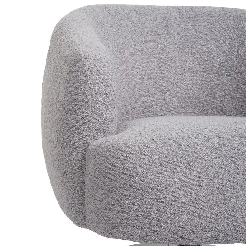 Fauteuil lounge pivotant design assise large tissu bouclé métal gris clair 04_0006851
