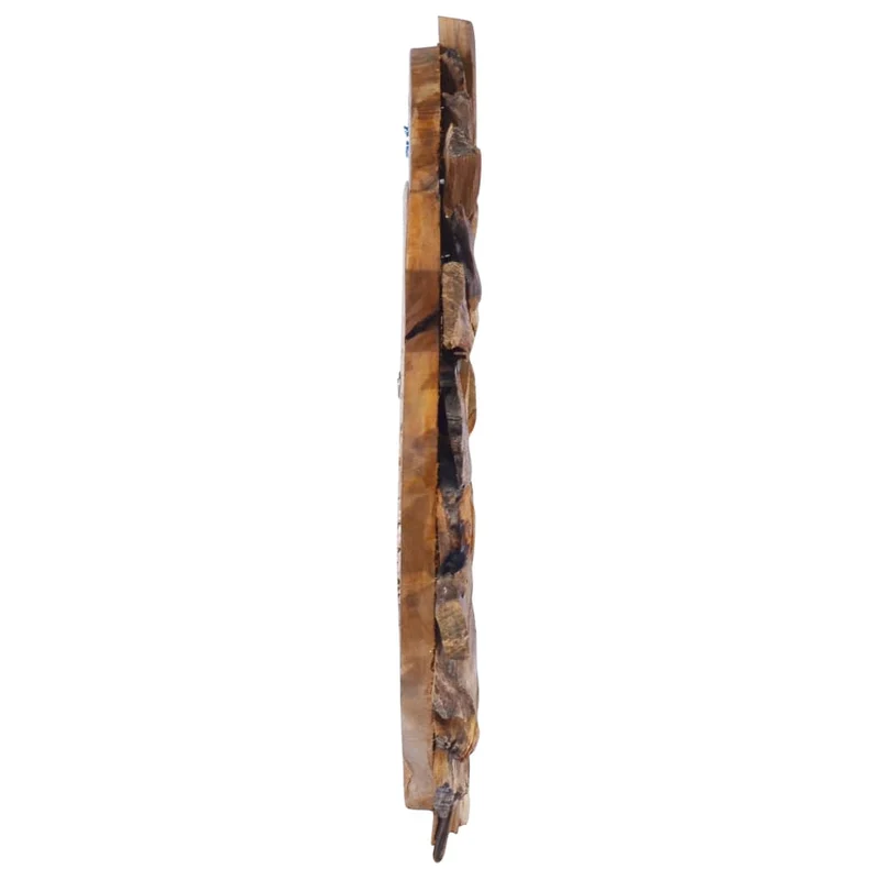 Miroir mural 40 cm Teck rond motif de pétales bois DEC022826
