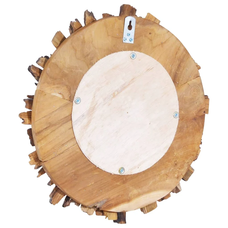 Miroir mural 40 cm Teck rond motif de pétales bois DEC022826