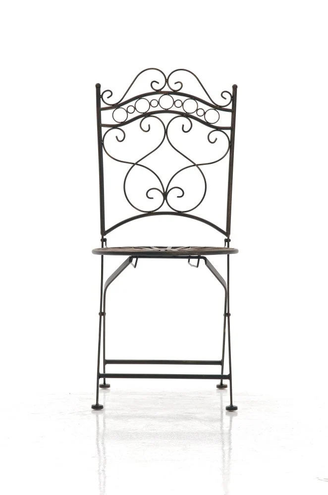 Chaise de jardin terrasse balcon design rustique en fer forgé bronze 10_0003003