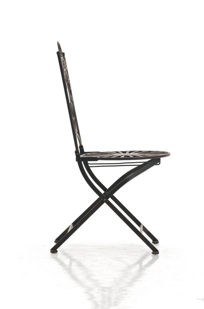 Chaise de jardin terrasse balcon design rustique en fer forgé bronze 10_0003003