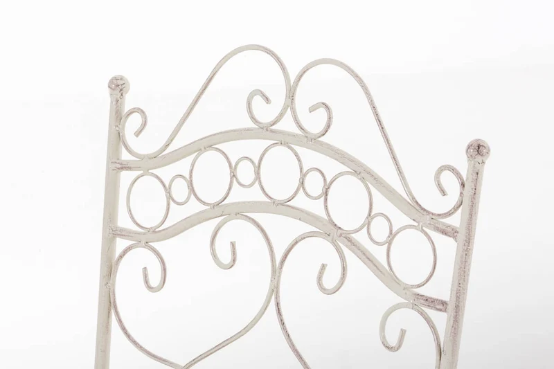 Chaise de jardin terrasse balcon design rustique en fer forgé crème vieilli 10_0003007