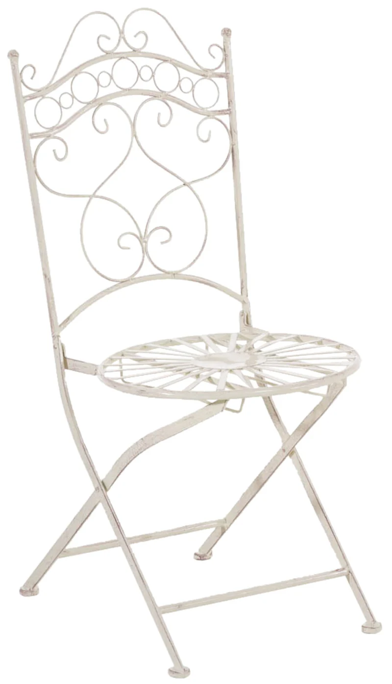 Lot de 2 chaises de jardin terrasse balcon design rustique en fer forgé crème vieilli 10_0002864