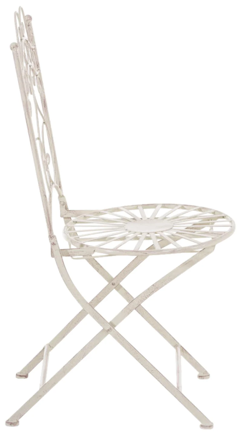 Lot de 2 chaises de jardin terrasse balcon design rustique en fer forgé crème vieilli 10_0002864