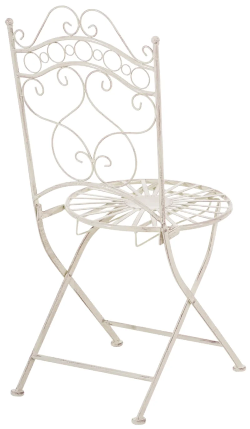 Lot de 2 chaises de jardin terrasse balcon design rustique en fer forgé crème vieilli 10_0002864