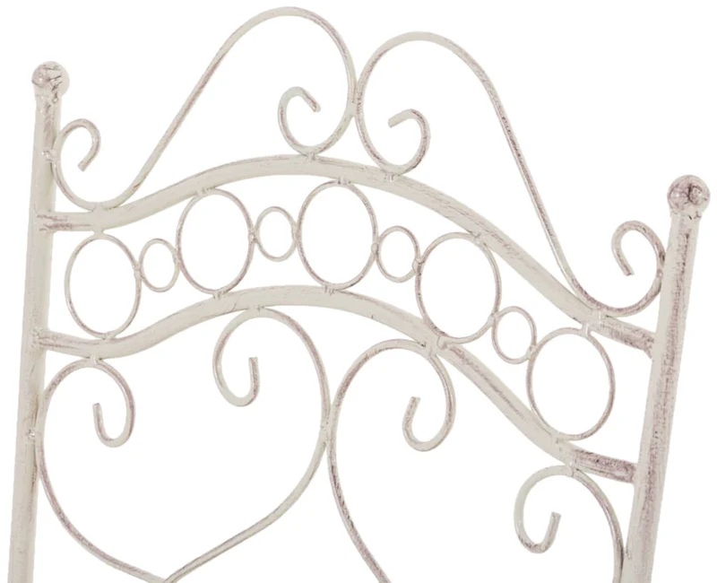 Lot de 2 chaises de jardin terrasse balcon design rustique en fer forgé crème vieilli 10_0002864