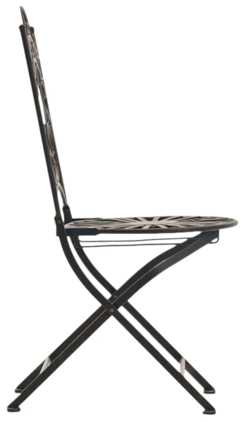Lot de 2 chaises de jardin terrasse balcon design rustique en fer forgé bronze effet vieilli 10_0007939