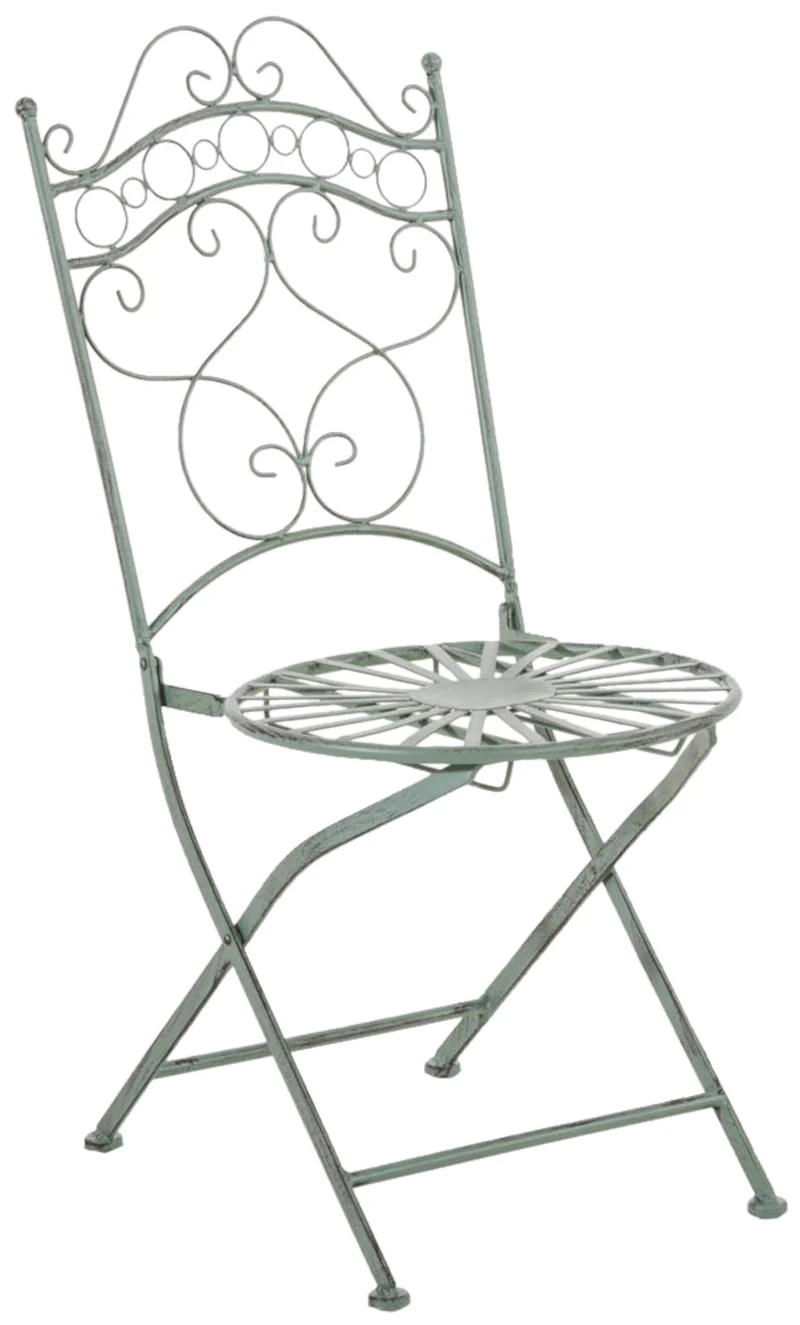 Lot de 2 chaises de jardin terrasse balcon design rustique en fer forgé vert vieilli 10_0002865