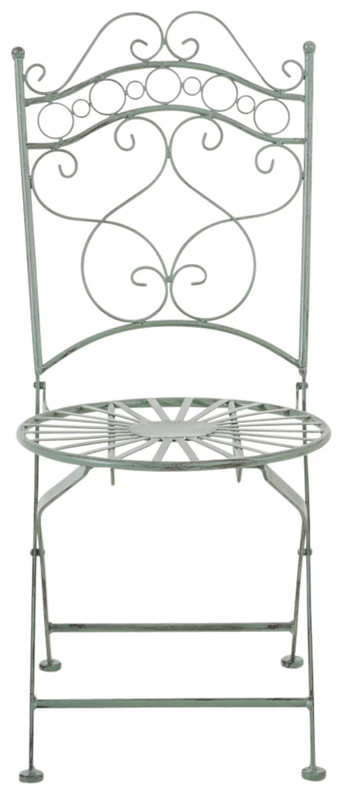 Lot de 2 chaises de jardin terrasse balcon design rustique en fer forgé vert vieilli 10_0002865
