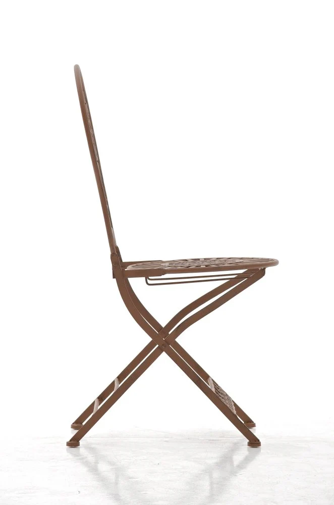 Chaise de jardin balcon terrasse pliable en métal marron vieilli 10_0003012