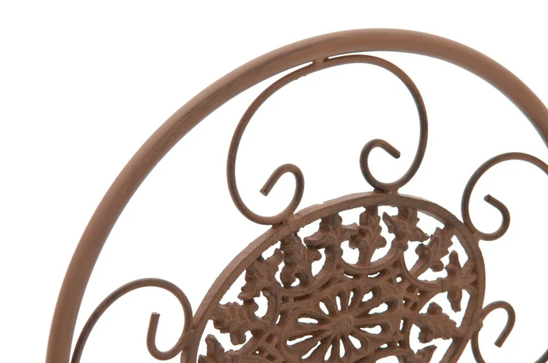 Chaise de jardin balcon terrasse pliable en métal marron vieilli 10_0003012