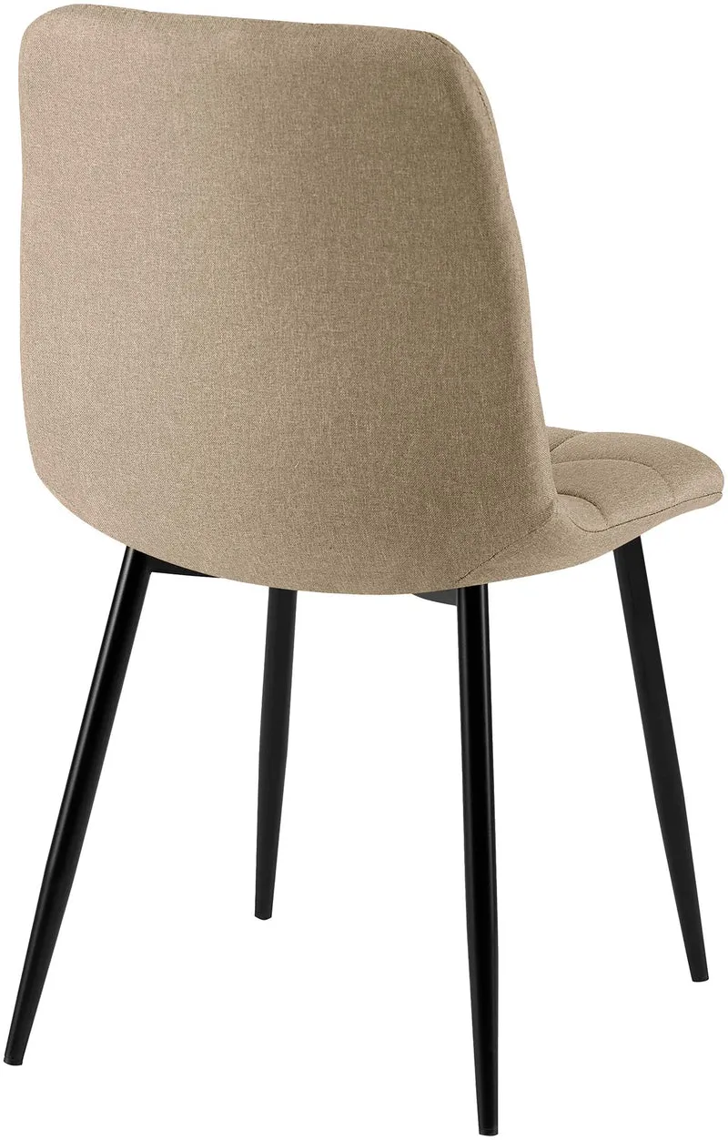 Chaise de salle à manger x1 avec coutures décoratives carrées en tissu taupe cadre métal 10_0007458