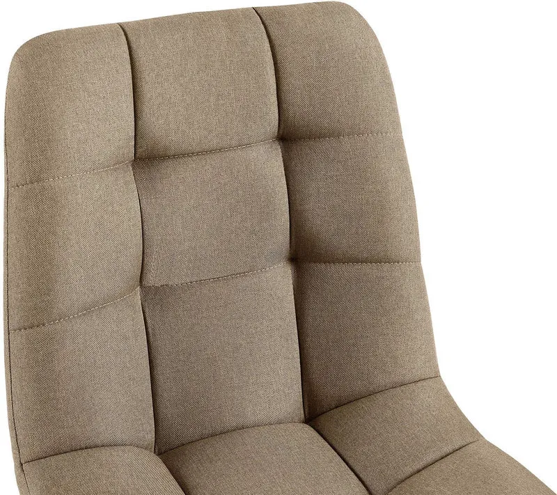 Chaise de salle à manger x1 avec coutures décoratives carrées en tissu taupe cadre métal 10_0007458