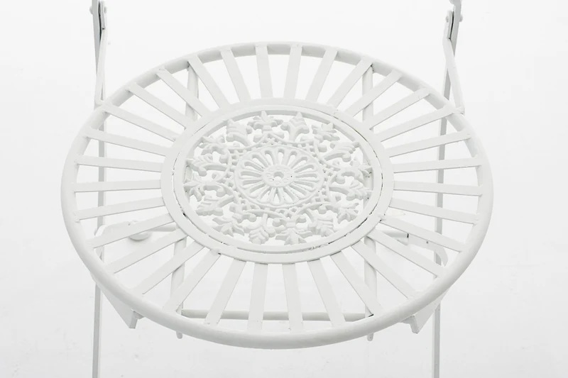 Chaise de jardin balcon terrasse design rustique pliable en métal blanc 10_0004000