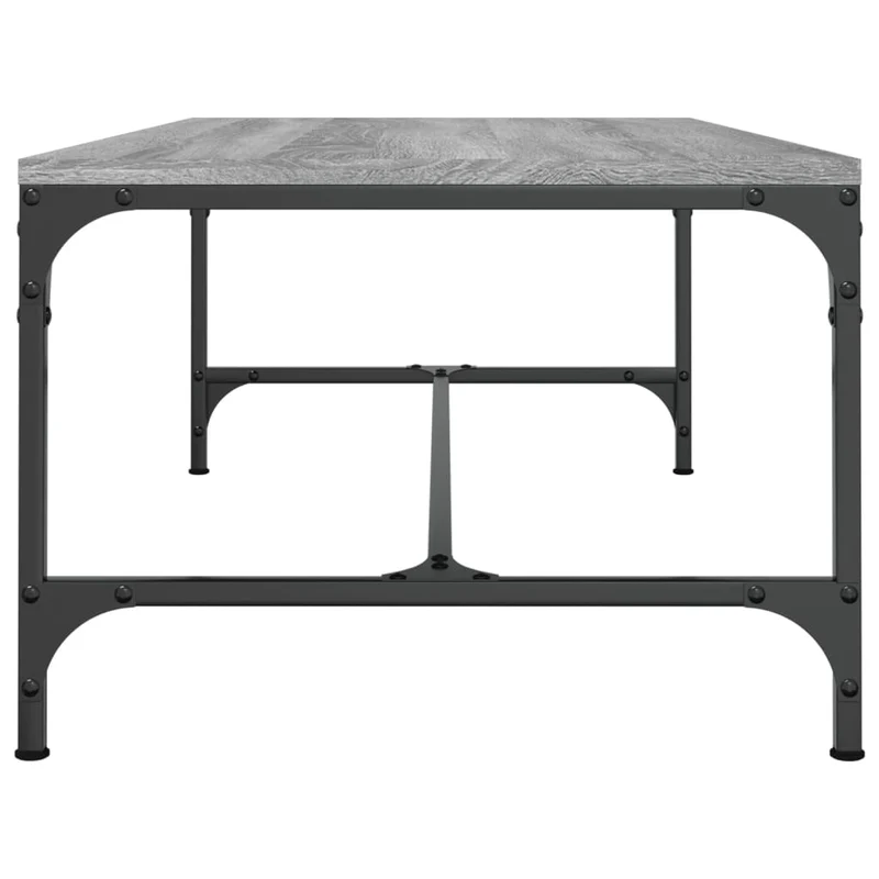 Table basse design industriel 100 x 50 x 35 cm bois d'ingénierie gris et acier DEC039937