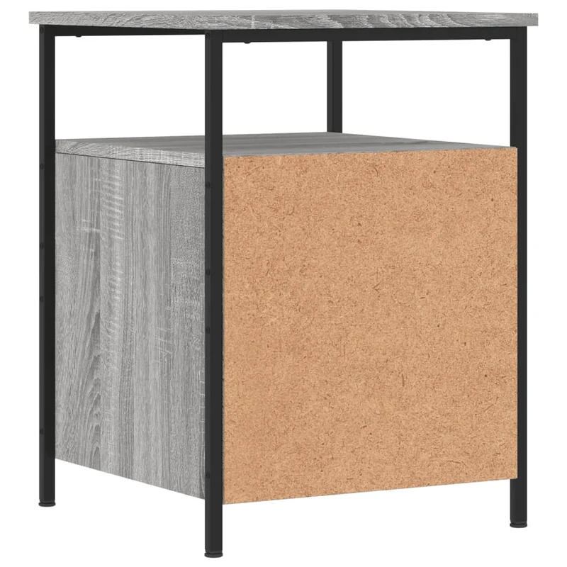 Table de chevet avec deux tiroirs et étagère 44 x 45 x 60 cm bois d'ingénierie gris DEC034669