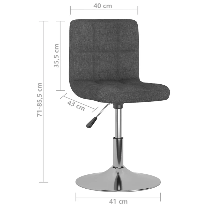 Chaise pivotante de salle à manger x1 en tissu gris foncé et acier chromé DEC025144